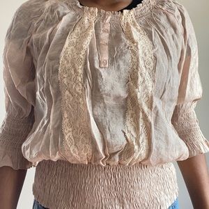 lace blouse very light see through cream